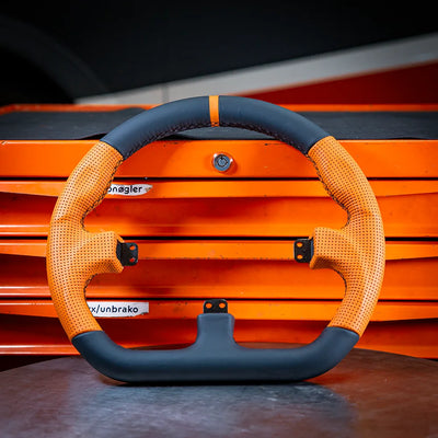 Asetek Racing Closed D Orange Leather Rim