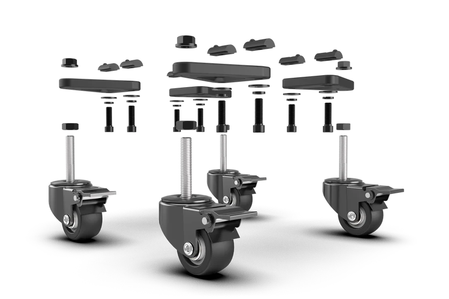 Universal Caster Wheels with Brake & Mounting Brackets