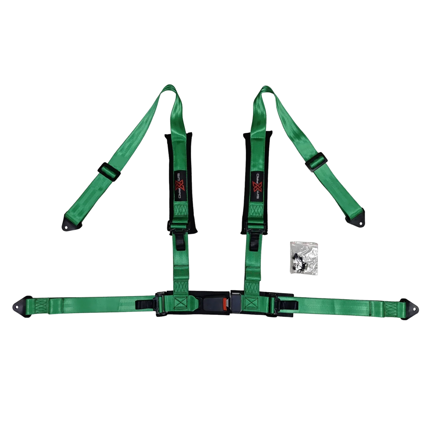 SimXPro sædesele med justerbare stropper og polstret komfort, designet til simracing og motorsport.