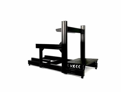 SimXPro X80 GT simracing cockpit med racingstol, rat- og pedalopsætning, perfekt til racingentusiaster.