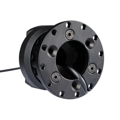 Asetek Racing tredjeparts ratstangadapter til bilspil, vist fra bagsiden uden baggrund, tilpasset til racing simudstyr.
