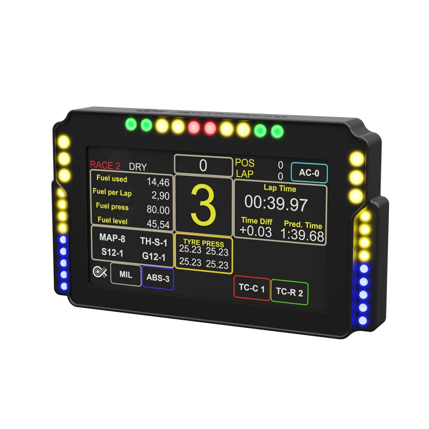 SimXPro AlphaTecRacing GT3 V2 touchscreen dashboard med digitale display og knapper til racingsimulationer