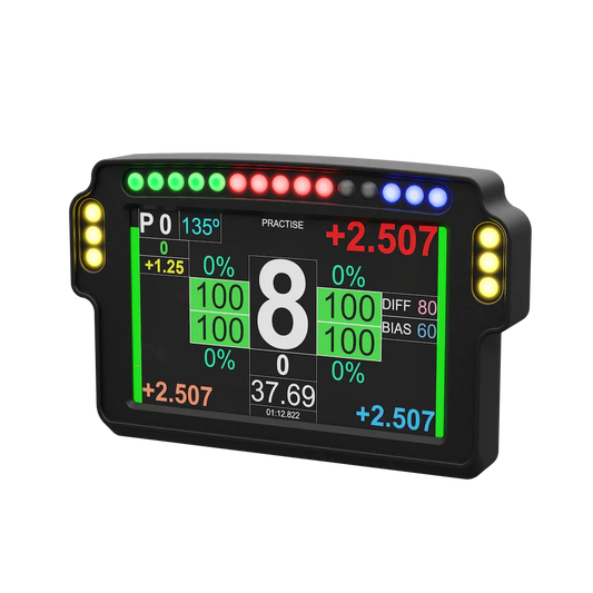 SimXPro AlphaTecRacing touchscreen dashboard til Formel V2 med digitale display og kontrolknapper
