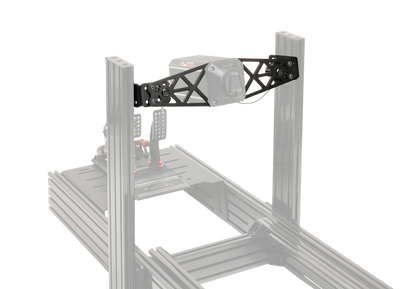 Asetek SimSports Front Mount attachment for simulator, providing stability and adjustable positioning for optimal racing experience.