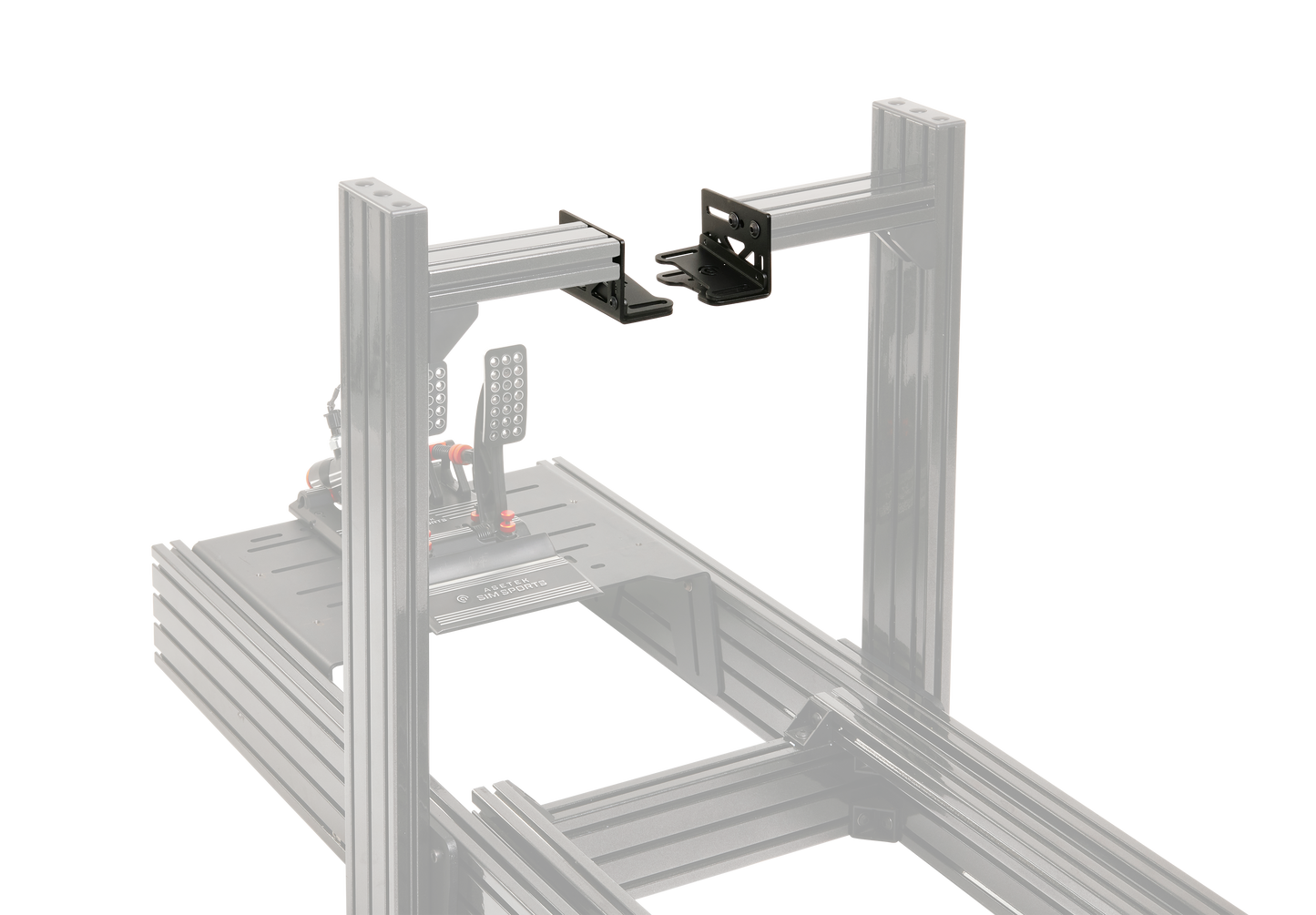 Asetek Racing Wheelbase Mount med tilt, tilbehør til simracing hjulbase, sort metal med justerbar tiltfunktion.