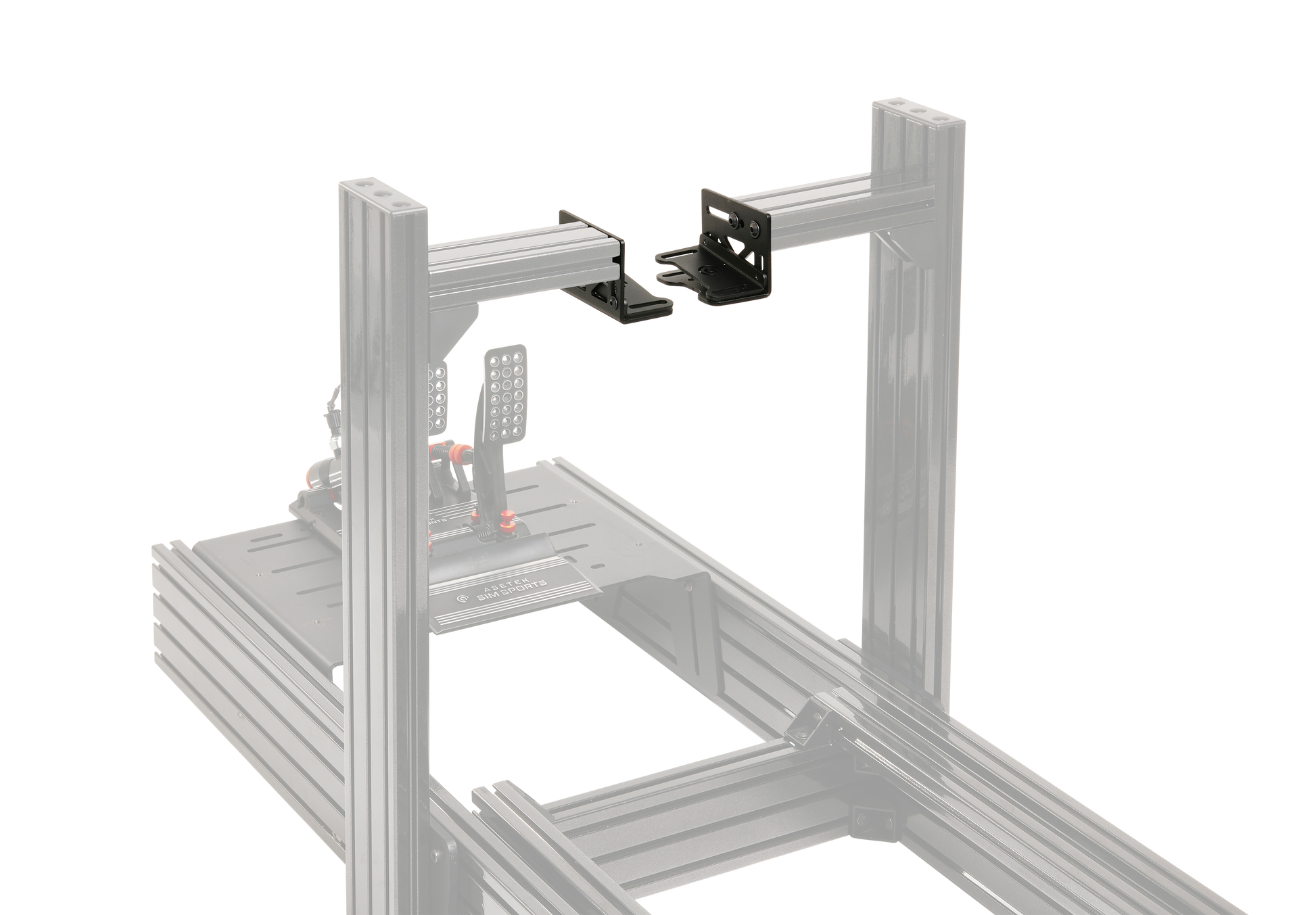 Asetek Racing Wheelbase Mount med tilt, tilbehør til simracing hjulbase, sort metal med justerbar tiltfunktion.