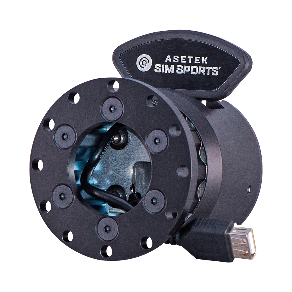Asetek Racing Invicta QR Adapter USB-A til bilracer-tilbehør, vist baggrundsløst i nærbillede.