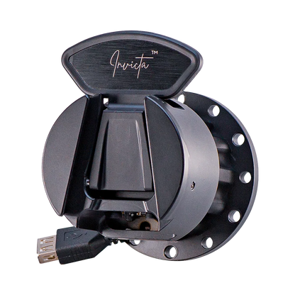 Asetek Racing Invicta QR Adapter USB-A til bilratt-tilbehør, sort, frontvisning, kompatibel med simracing udstyr.
