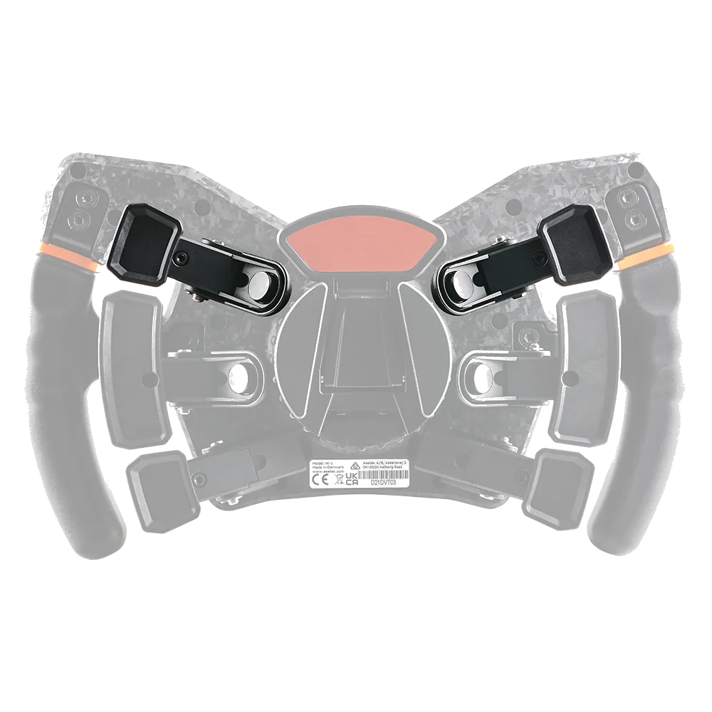 Asetek Racing magnetiske indgangspaddles til rat, visuelt vist bagfra, til simracing og bilspil.