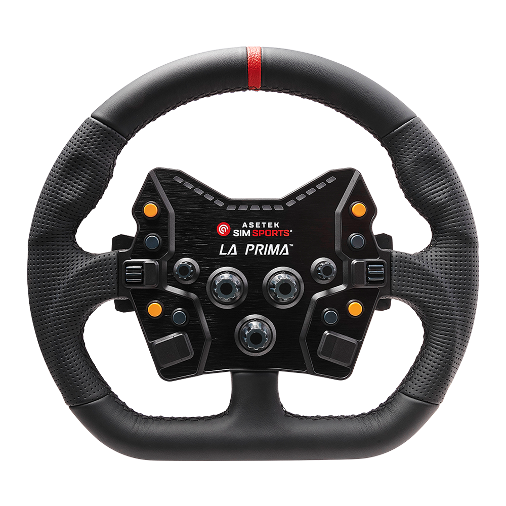 Asetek Simsports La Prima Button Box featuring customizable buttons for rally and GT racing.