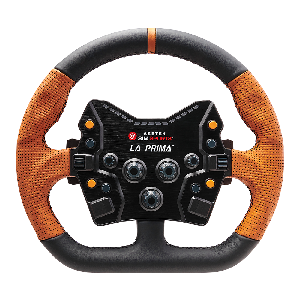 Asetek Simsports La Prima Button Box with customizable controls for rally and GT racing.