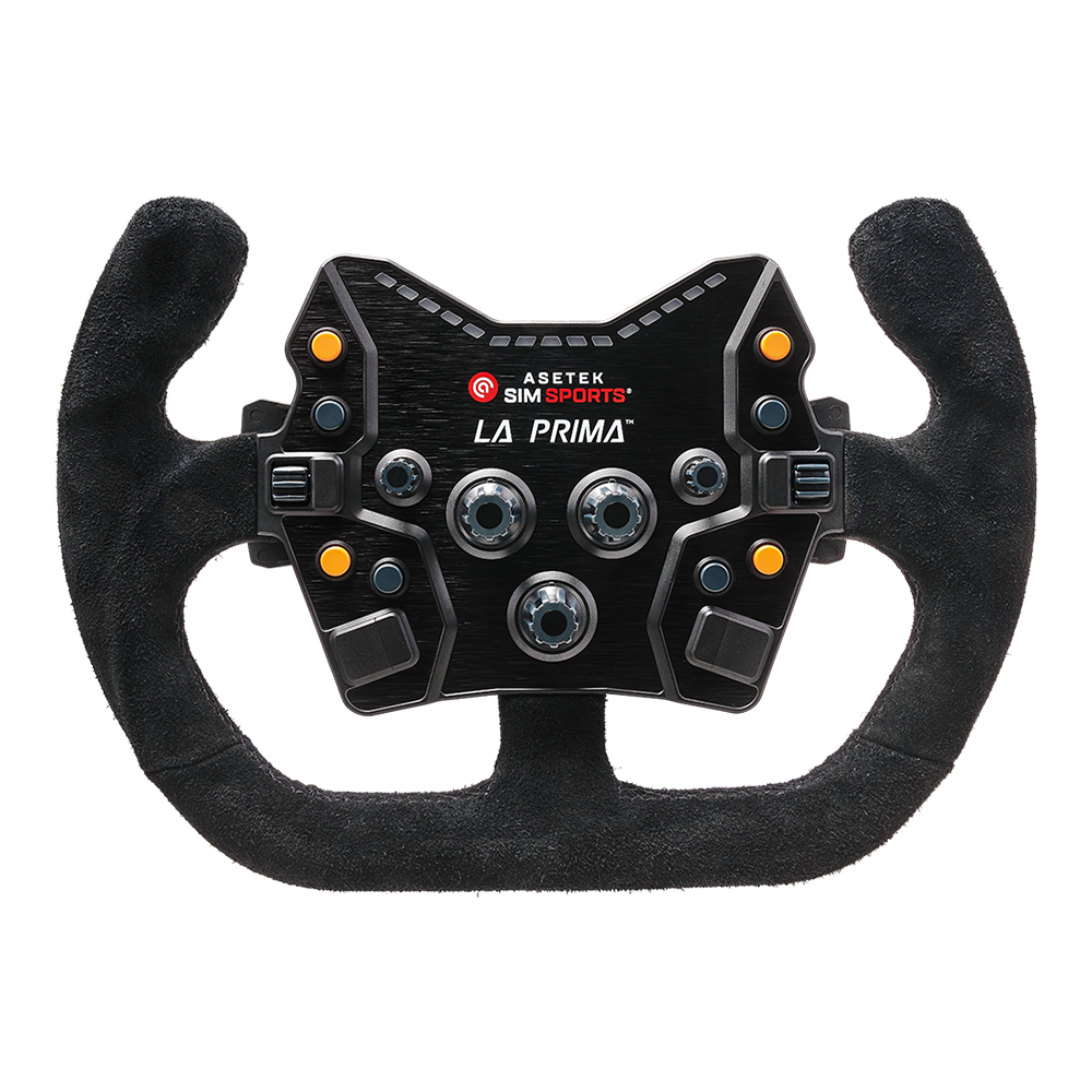Asetek Racing La Prima Button Box B/G med åbne knapper og sort design til racing-simulationer.