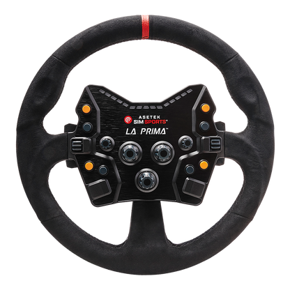 Asetek Simsports La Prima Button Box with customizable buttons for rally and GT racing styles.