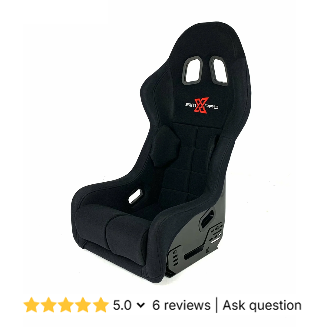 SimXPro XL GT simraceræksæde med polstret sæde og justerbare armlæn, designet til racingoplevelser.