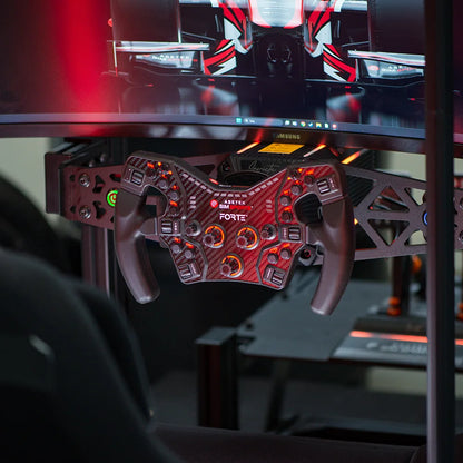 Asetek Racing XL-rattet greb til førerhåndtering, sort og ergonomisk, vises på billedet, designet til racing- og simuleringsspil.