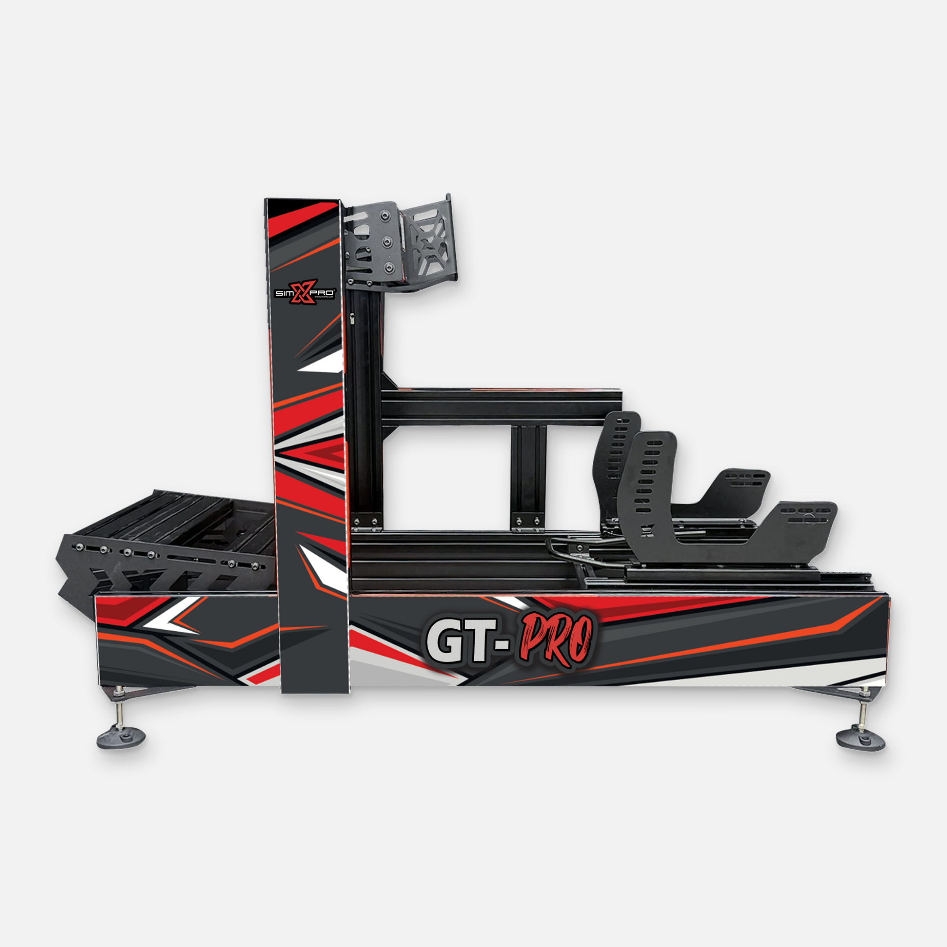SimXPro GT - PRO simracer cockpit set fra siden med justerbare komponenter og æstetisk design til realistisk racingoplevelse
